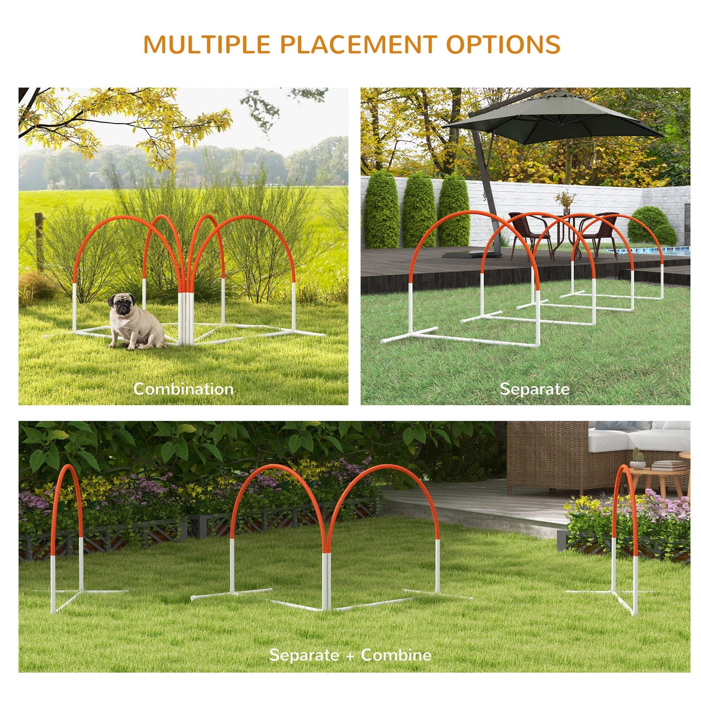 Dog Agility Equipment Set, Dog Agility Training Equipment for Dogs w/ Oxford Carry Bag, 4 PCS Weave Poles Orange-3