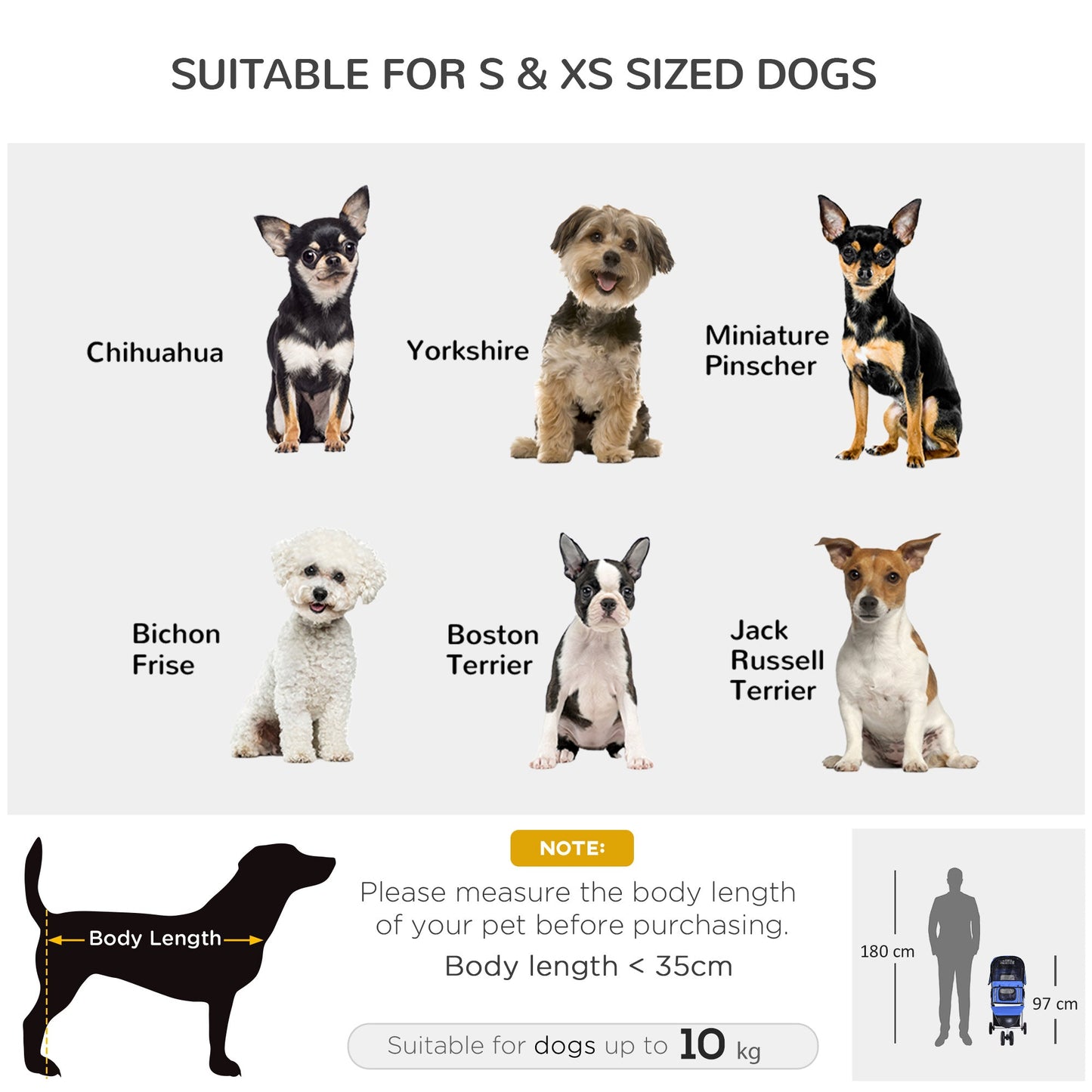 Dog Stroller with Cover for Small Miniature Dogs, Folding Cat Pram Dog Pushchair with Cup Holder, Storage Basket, Reflective Strips, Blue-3