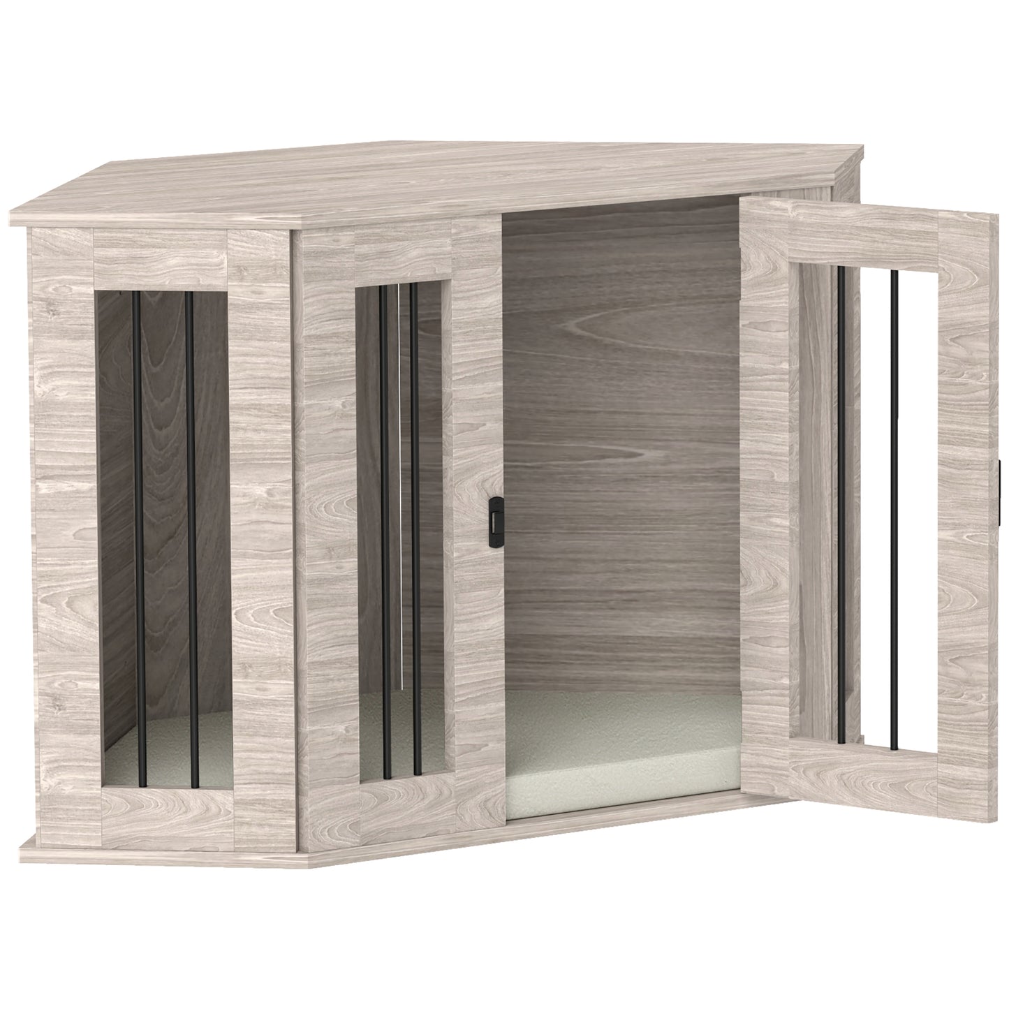 2 in 1 Dog Crate Furniture Side Table, with Cushion, 104 x 55 x 63cm - Walnut Brown by PawHut-7