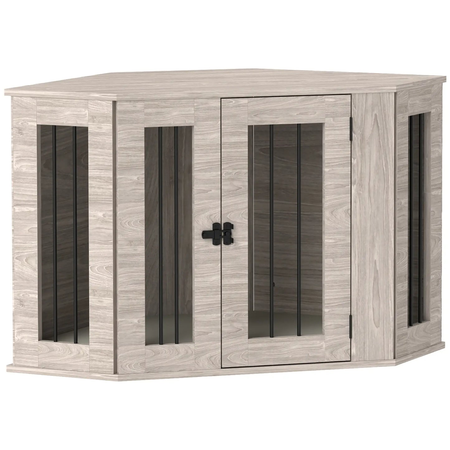 2 in 1 Dog Crate Furniture Side Table, with Cushion, 104 x 55 x 63cm - Walnut Brown by PawHut-0