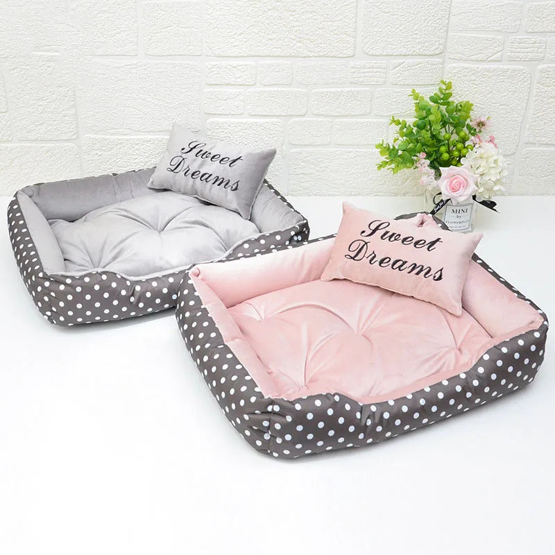 Polka Dot Dog Bed with Pillow