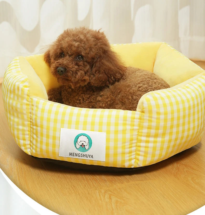 Luxury Pet Bed – Soft Cotton Square Bed for Dogs and Cats