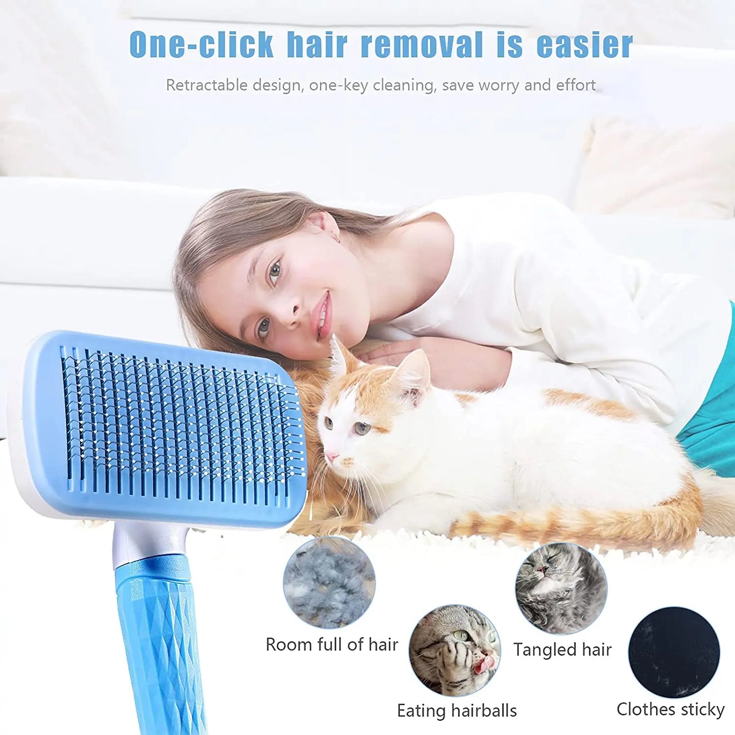Self-Cleaning Pet Hair Remover Brush