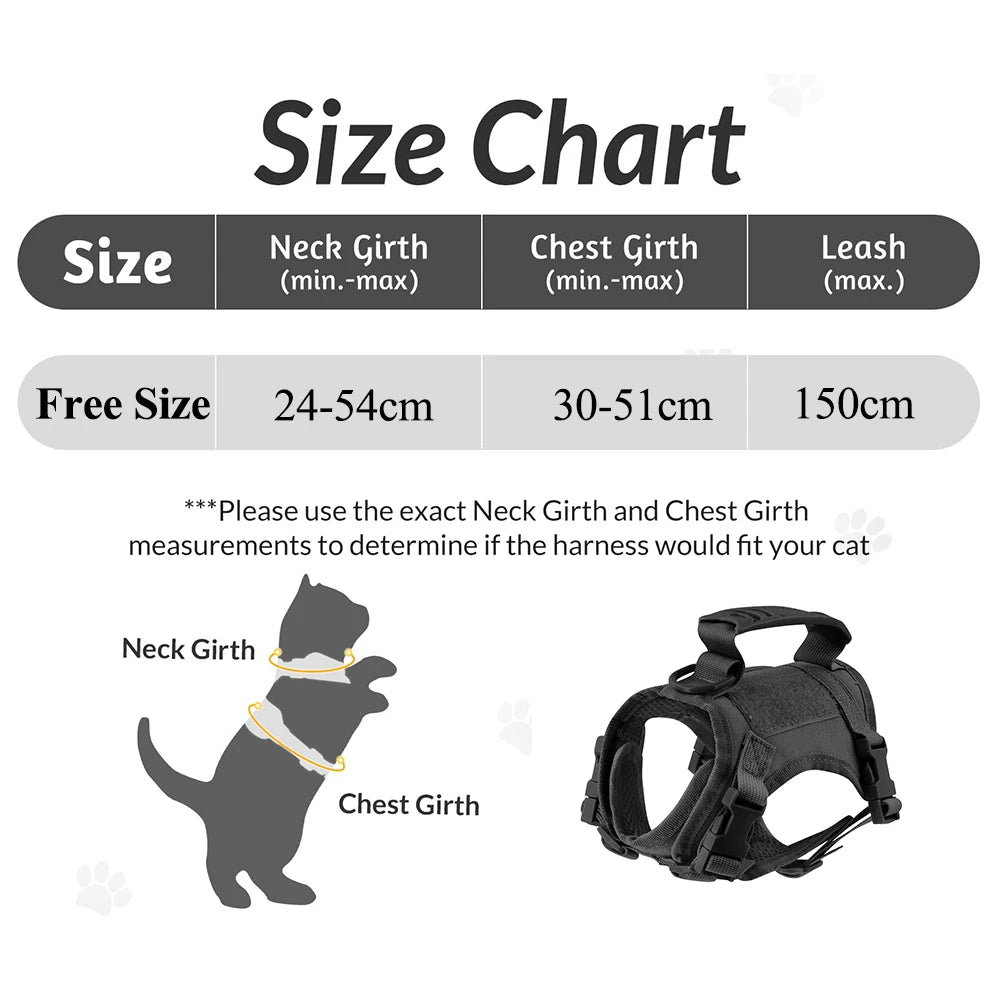 Tactical Cat & Small Dog Harness with Handle