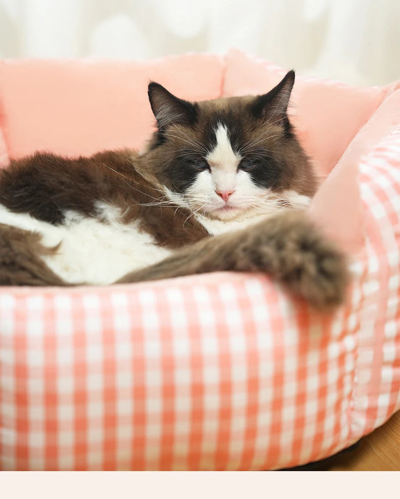 Luxury Pet Bed – Soft Cotton Square Bed for Dogs and Cats