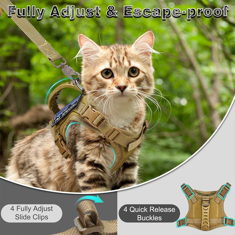 Tactical Cat & Small Dog Harness with Handle