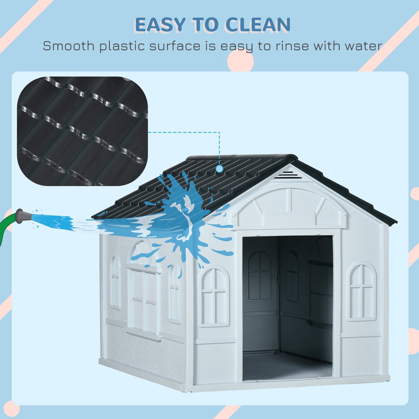 Plastic Weatherproof Dog House, Grey-4
