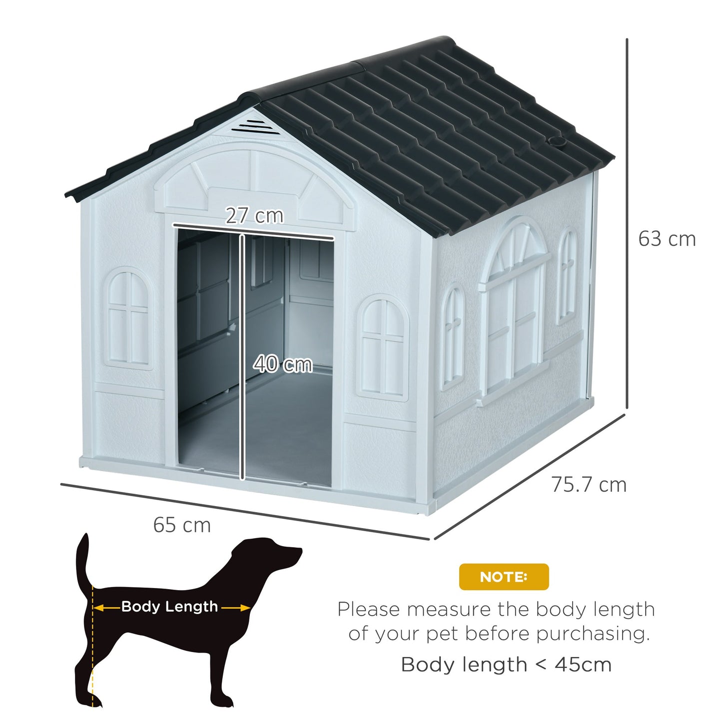 Plastic Weatherproof Dog House, Grey-2