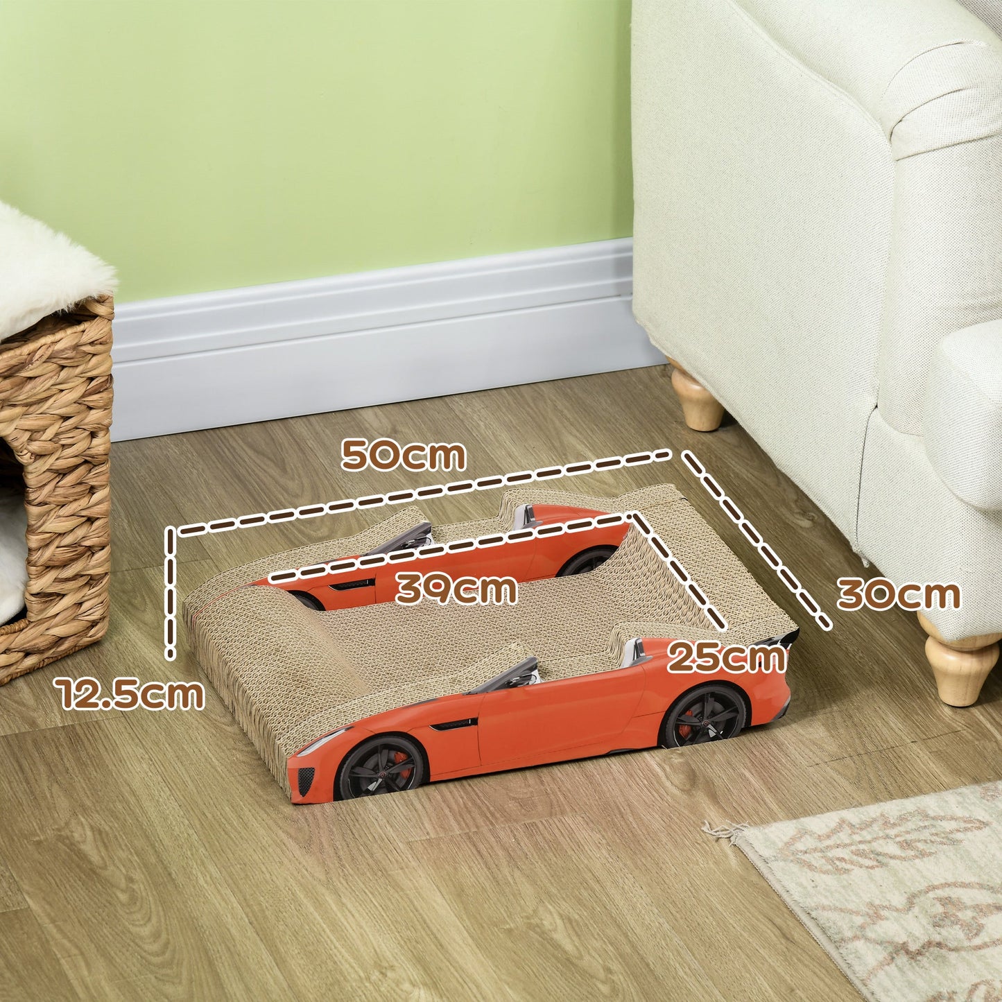 2 in 1 Cat Scratching Board with Catnip, Car-shaped-2