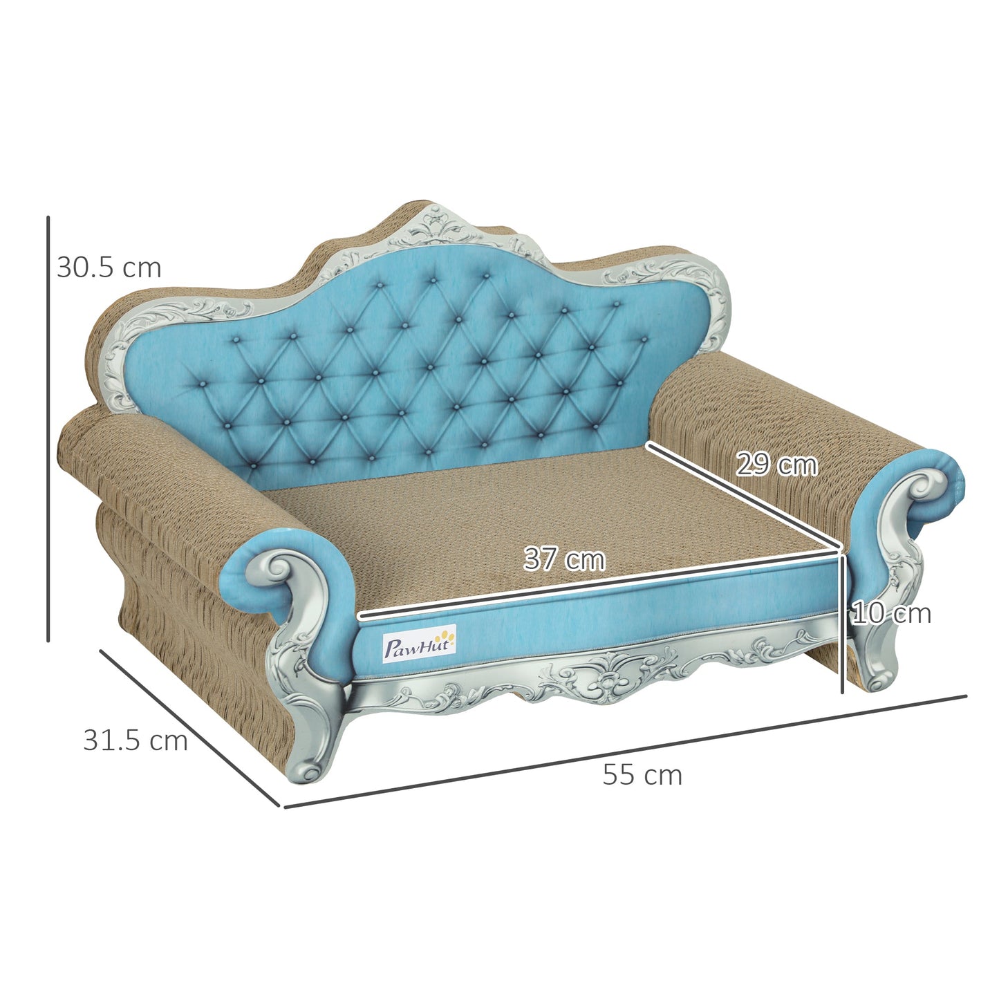 2-in-1 Cat Scratcher with Catnip for Indoor Cats, Light Blue-2