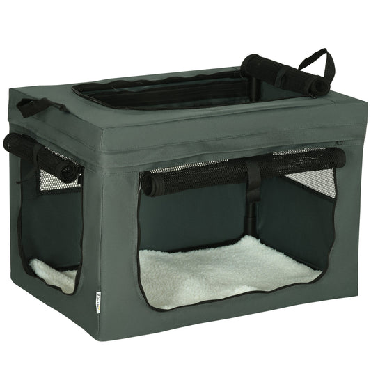Pet Carrier, Portable Cat Carrier, Foldable Dog Bag for Miniature Dogs, 60 x 42 x 42 cm, Grey-0