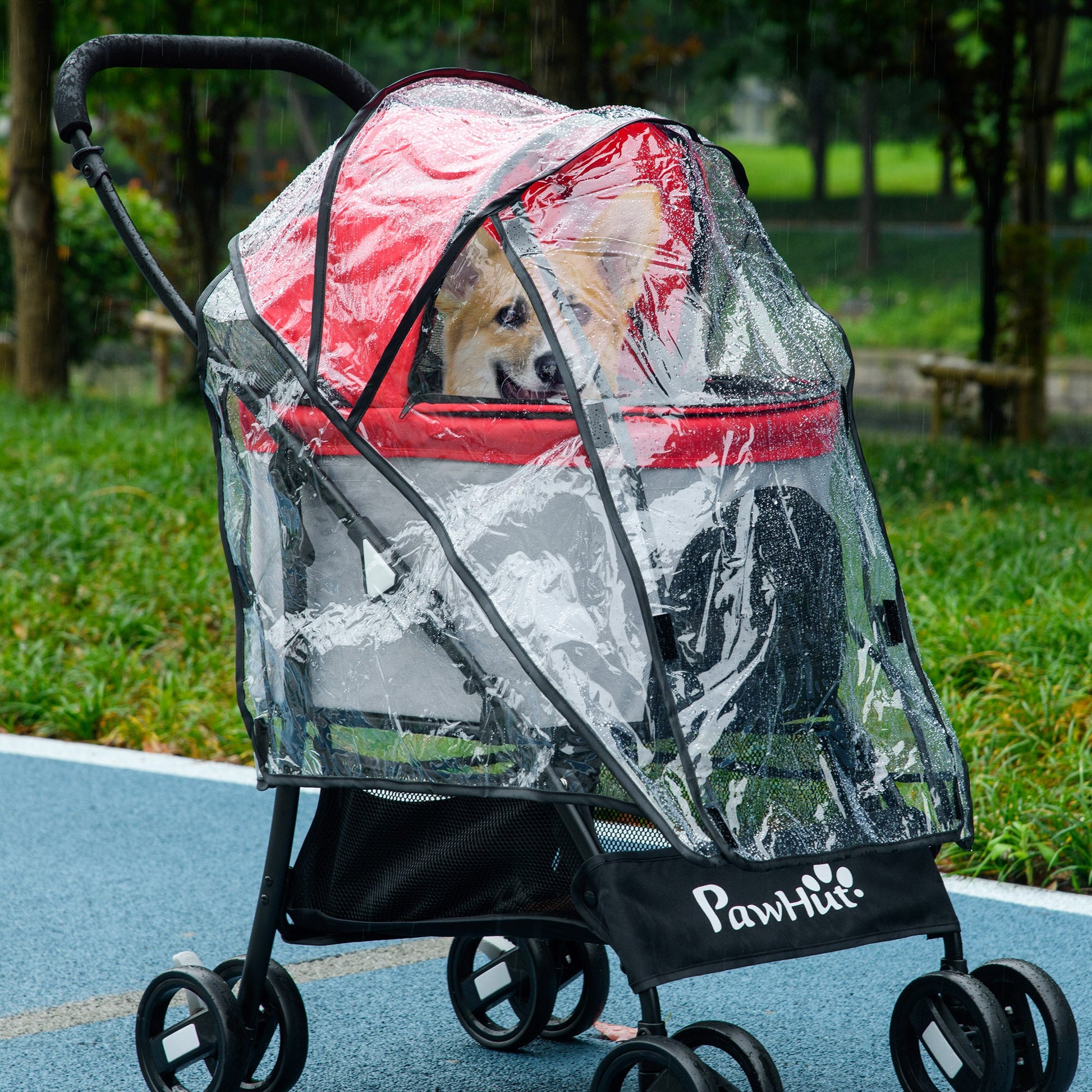 Dog Pram Rain Cover, Cover for Dog Stroller Buggy Pushchair for Small Miniature Dogs Cats, with Front Rear Entry-1