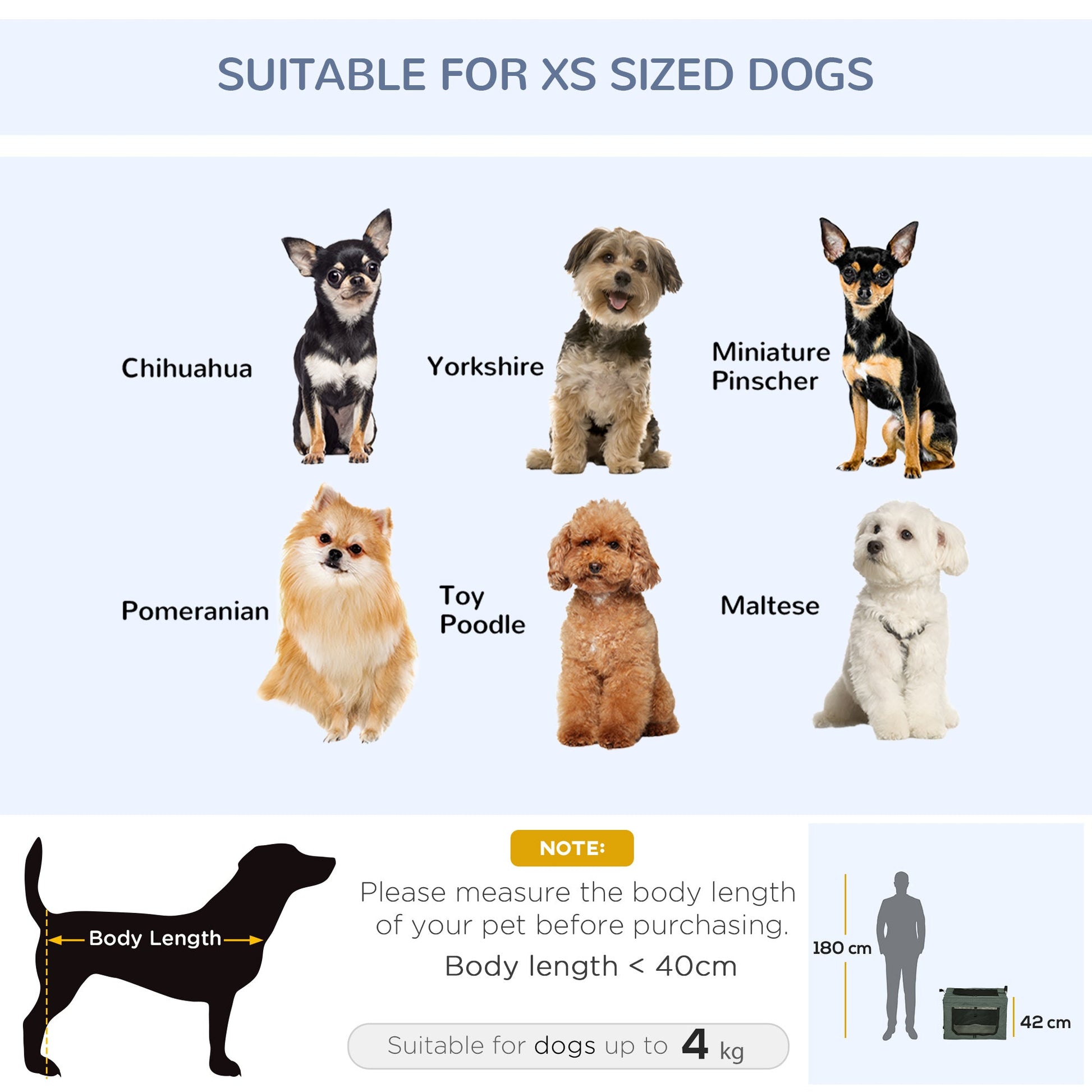 Pet Carrier, Portable Cat Carrier, Foldable Dog Bag for Miniature Dogs, 60 x 42 x 42 cm, Grey-4