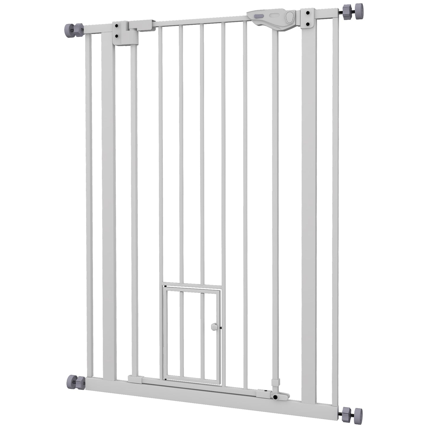 Extra Tall Pet Gate, Indoor Dog Safety Gate, with Cat Flap, Auto Close, 74-80cm Wide - White-0