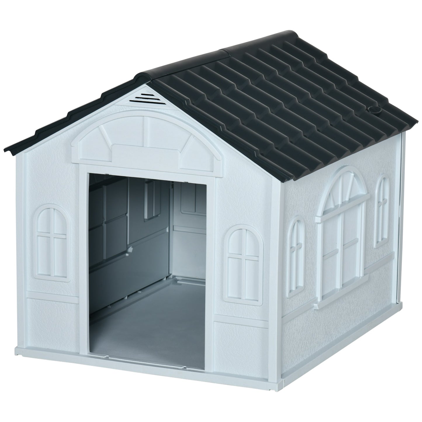 Plastic Weatherproof Dog House, Grey-0