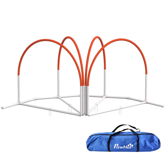 Dog Agility Equipment Set, Dog Agility Training Equipment for Dogs w/ Oxford Carry Bag, 4 PCS Weave Poles Orange-0