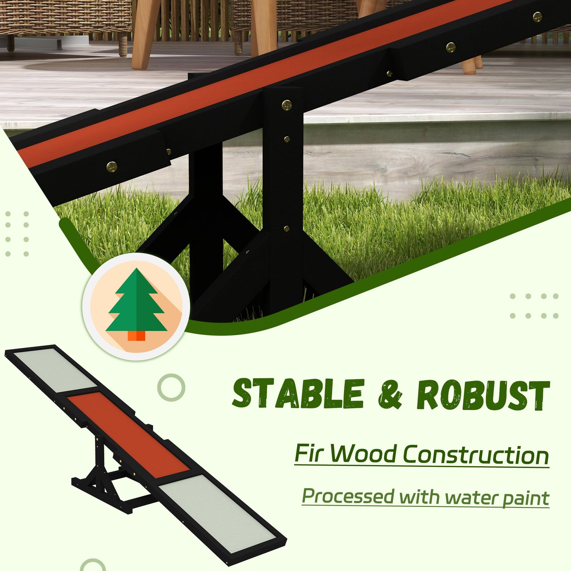 Wooden Pet Seesaw for Big Dogs, Dog Agility Equipment with Anti-Slip Surface - Black-3