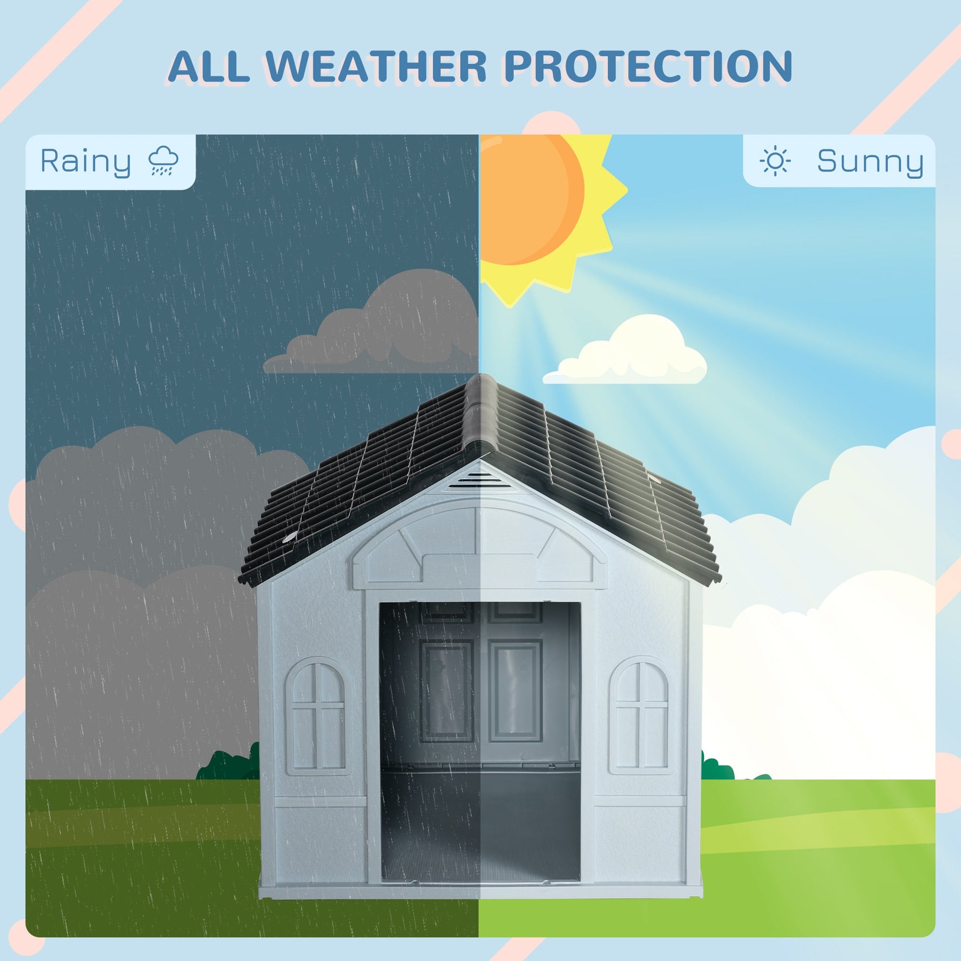 Plastic Weatherproof Dog House, Grey-3