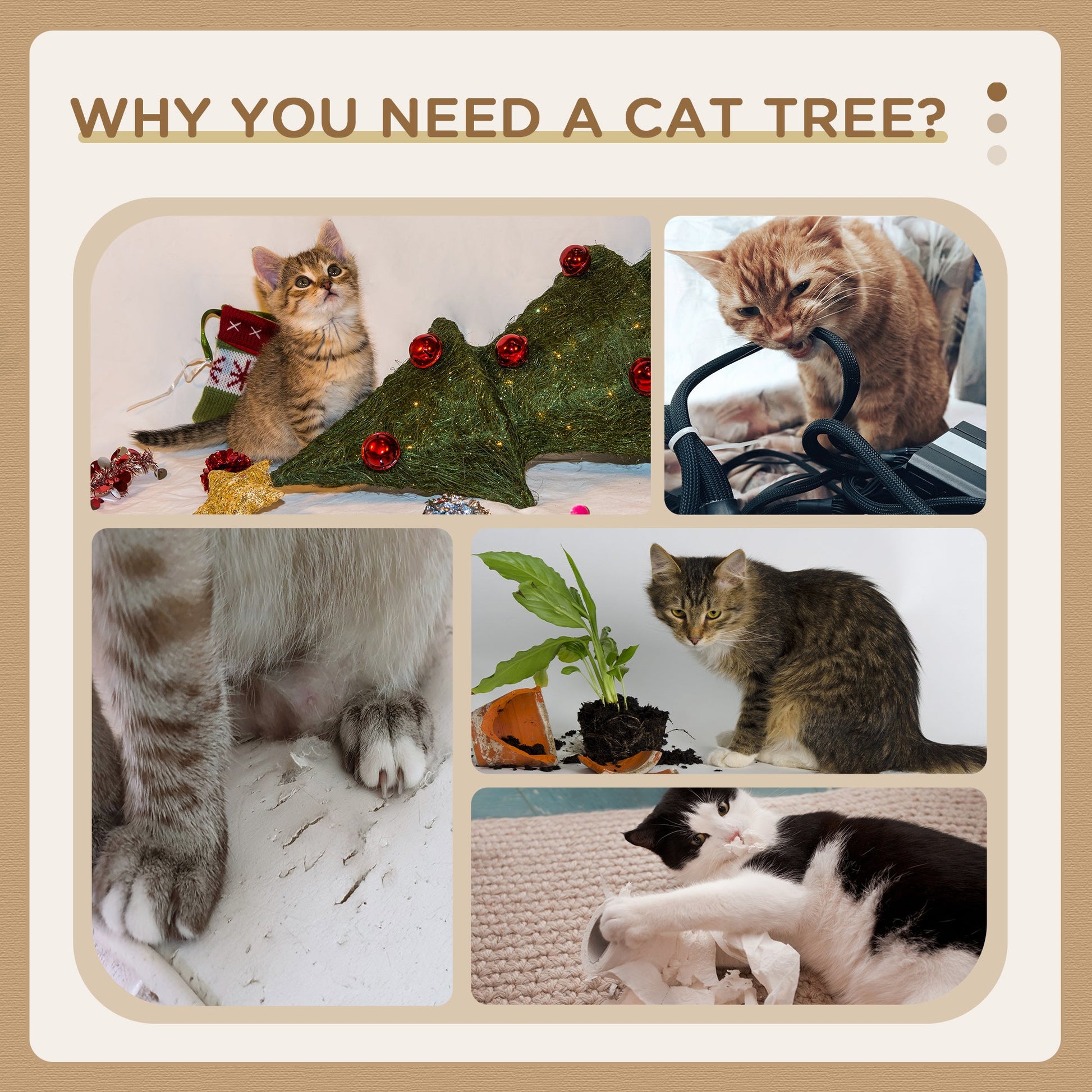 Cat Tree, 130cm Cat Tree for Indoor, Multi-Level Plush Cat Climbing Tower w/ Scratching Posts, Perches, Cat Condo, Ball for Large Cat, Yellow-4