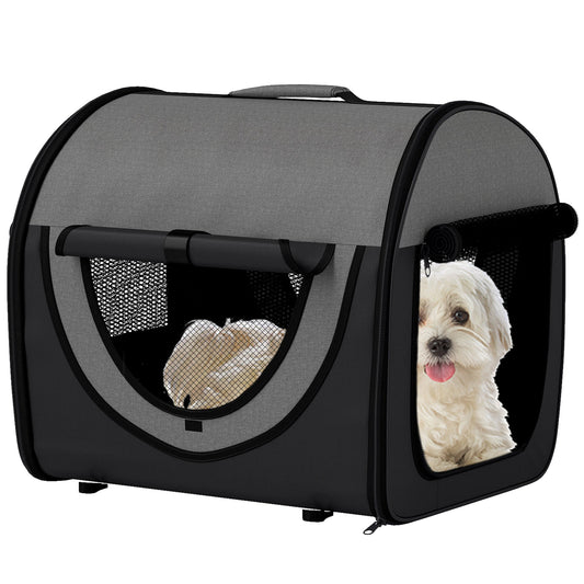 Pawhut Folding Fabric Soft Pet Crate, 46Lx36Wx41H cm - Black-0