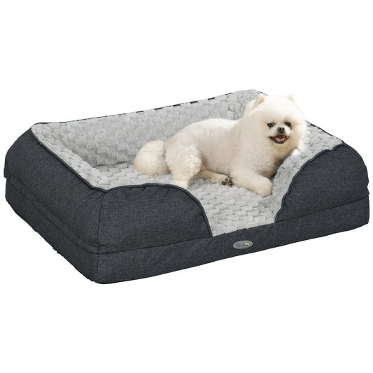 Calming Dog Bed Pet Mattress w/ Removable Cover, Anti-Slip Bottom, for Small Dogs, 70L x 50W x 18Hcm - Charcoal Grey-0
