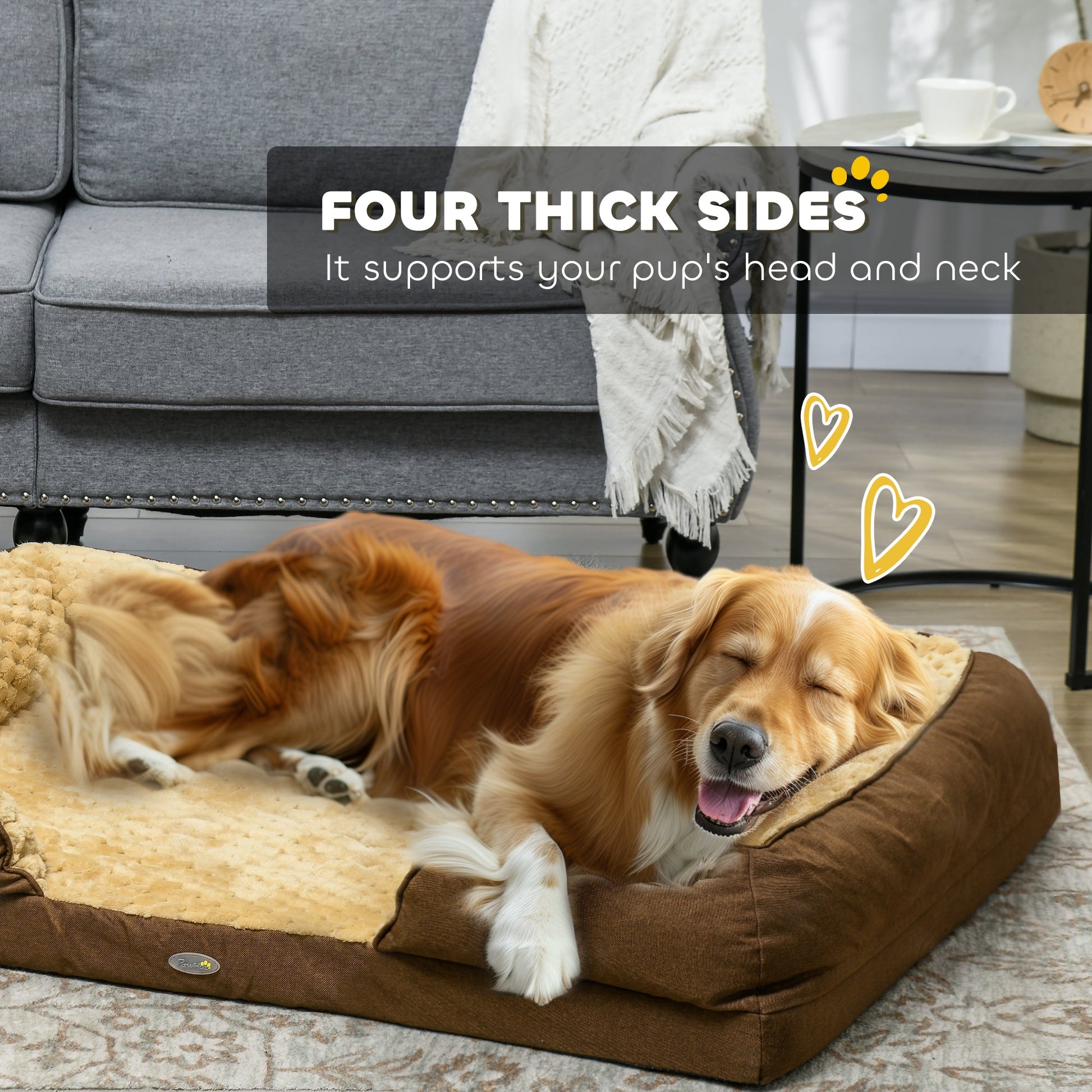 Calming Dog Bed Pet Mattress w/ Removable Cover, Anti-Slip Bottom, for Large Dogs, 120L x 80W x 22Hcm - Brown-4