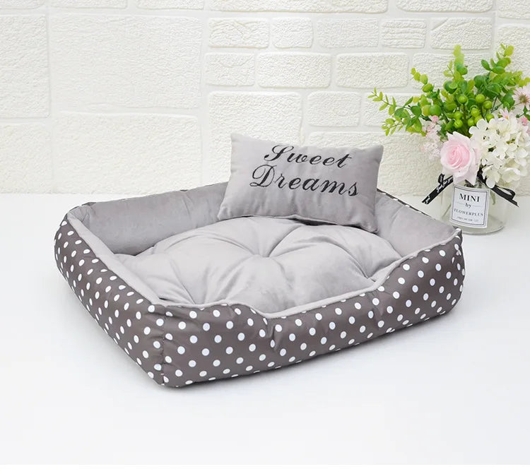 Polka Dot Dog Bed with Pillow