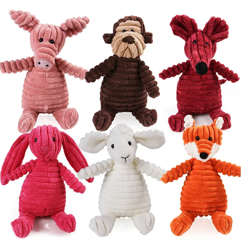 Corduroy Plush Dog Toy with Squeaker