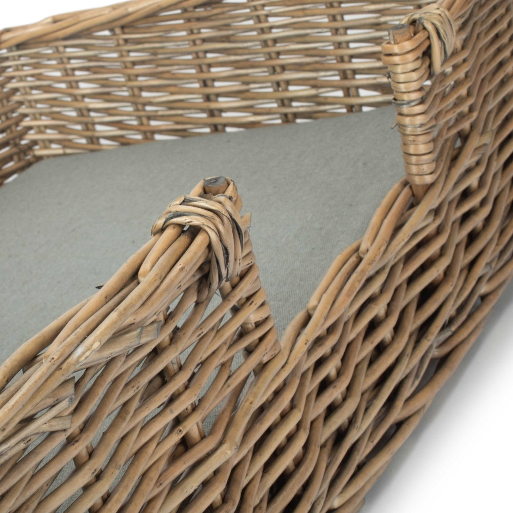 Wicker Rectangular Dog Bed with Cushion-2