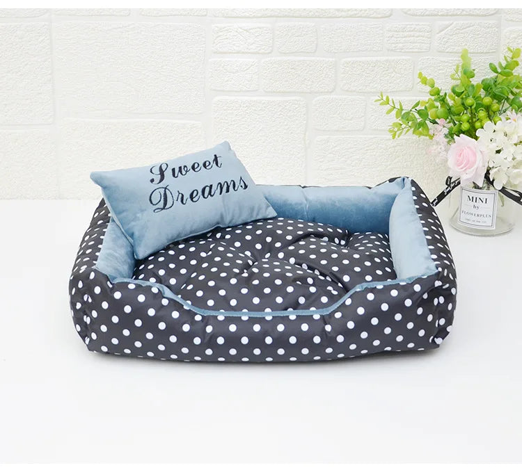 Polka Dot Dog Bed with Pillow