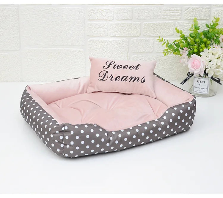 Polka Dot Dog Bed with Pillow