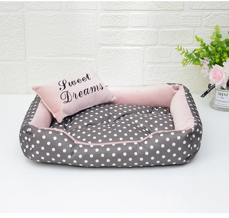 Polka Dot Dog Bed with Pillow