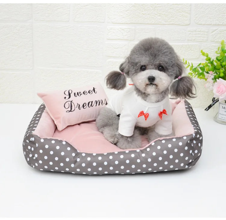Polka Dot Dog Bed with Pillow