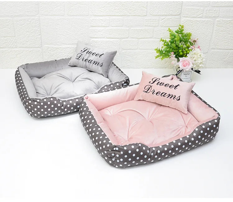 Polka Dot Dog Bed with Pillow