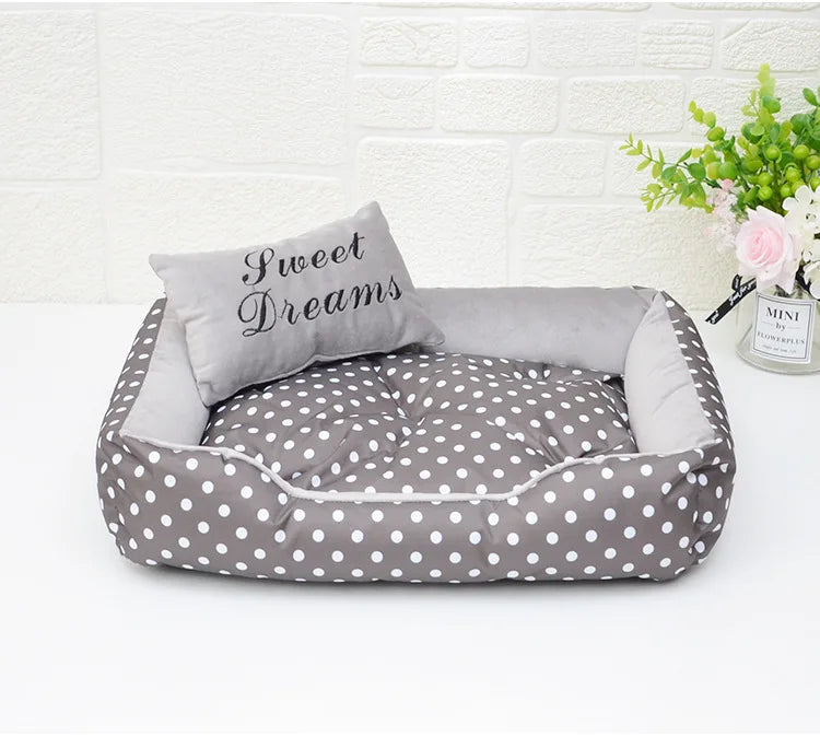 Polka Dot Dog Bed with Pillow
