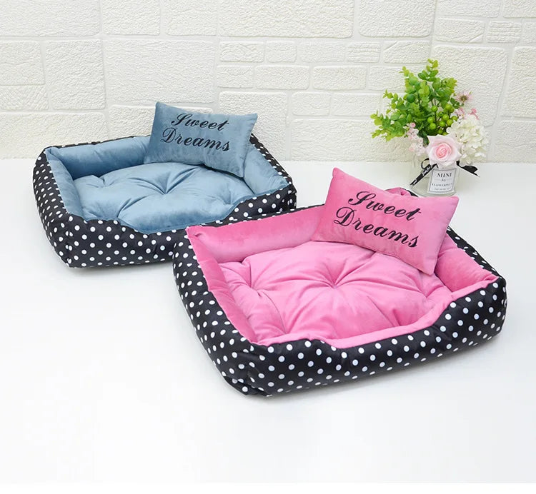 Polka Dot Dog Bed with Pillow