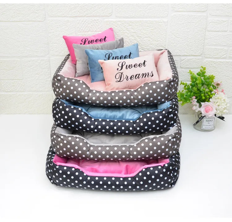 Polka Dot Dog Bed with Pillow