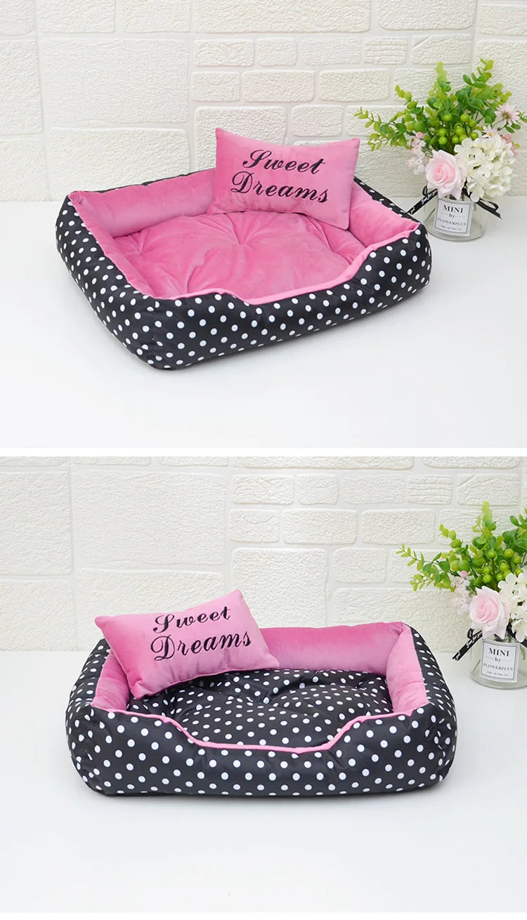 Polka Dot Dog Bed with Pillow