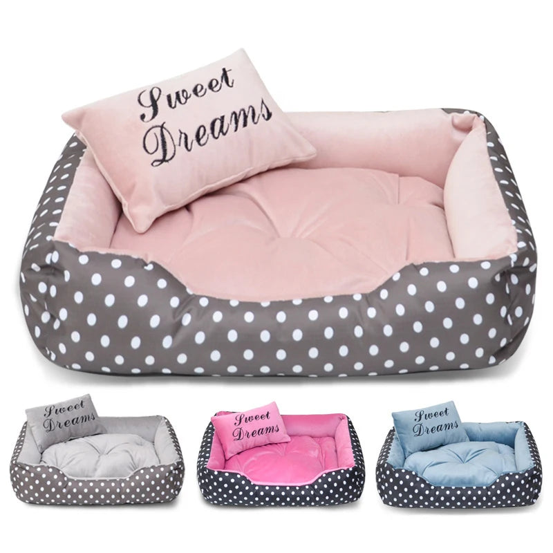 Polka Dot Dog Bed with Pillow