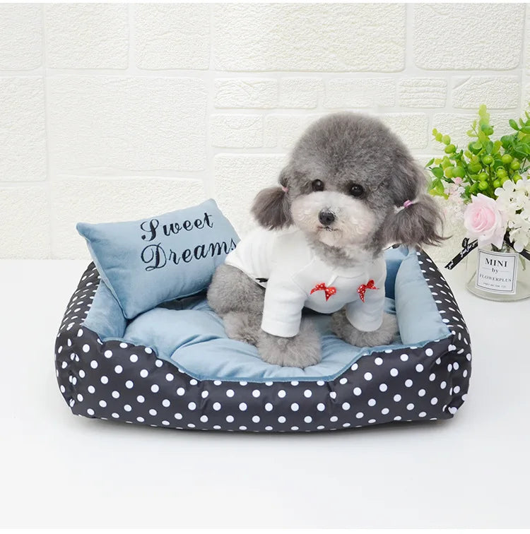 Polka Dot Dog Bed with Pillow