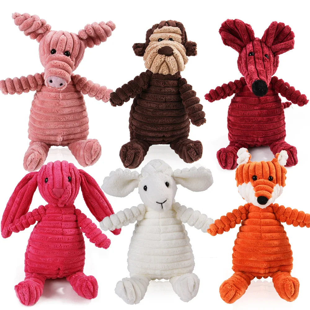 Corduroy Plush Dog Toy with Squeaker
