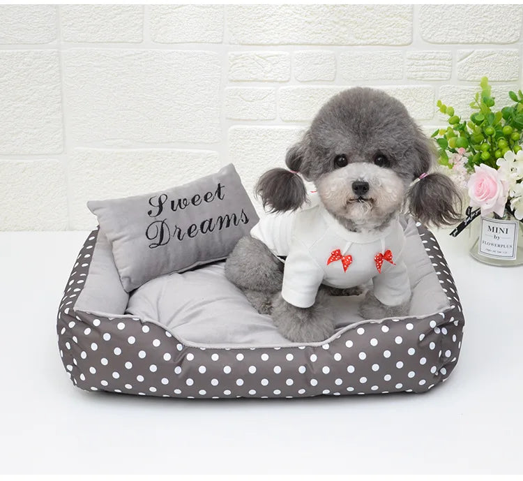 Polka Dot Dog Bed with Pillow