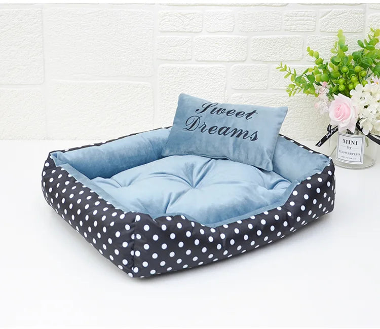 Polka Dot Dog Bed with Pillow