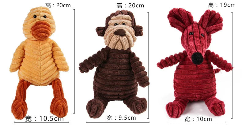 Corduroy Plush Dog Toy with Squeaker