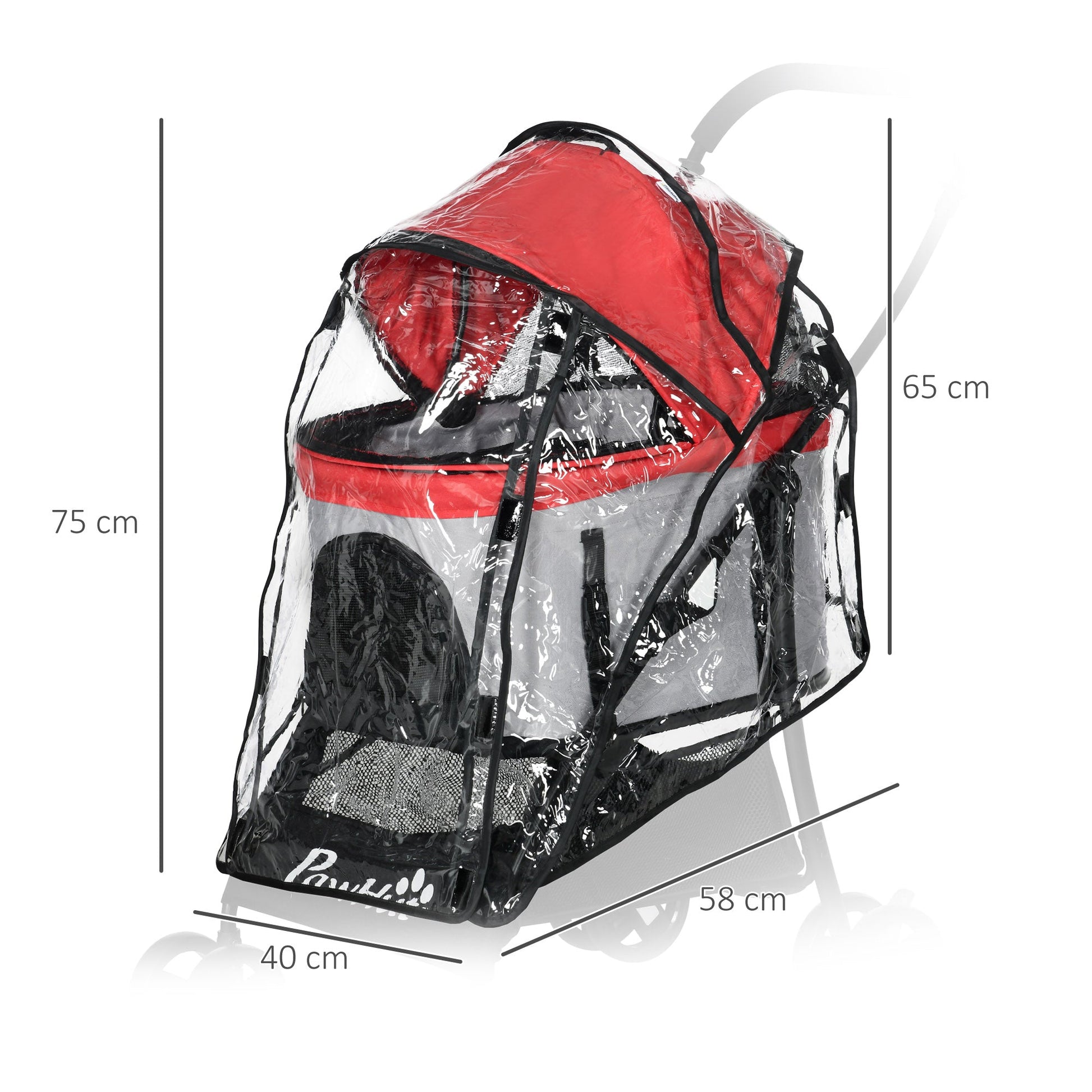 Dog Pram Rain Cover, Cover for Dog Stroller Buggy Pushchair for Small Miniature Dogs Cats, with Front Rear Entry-2