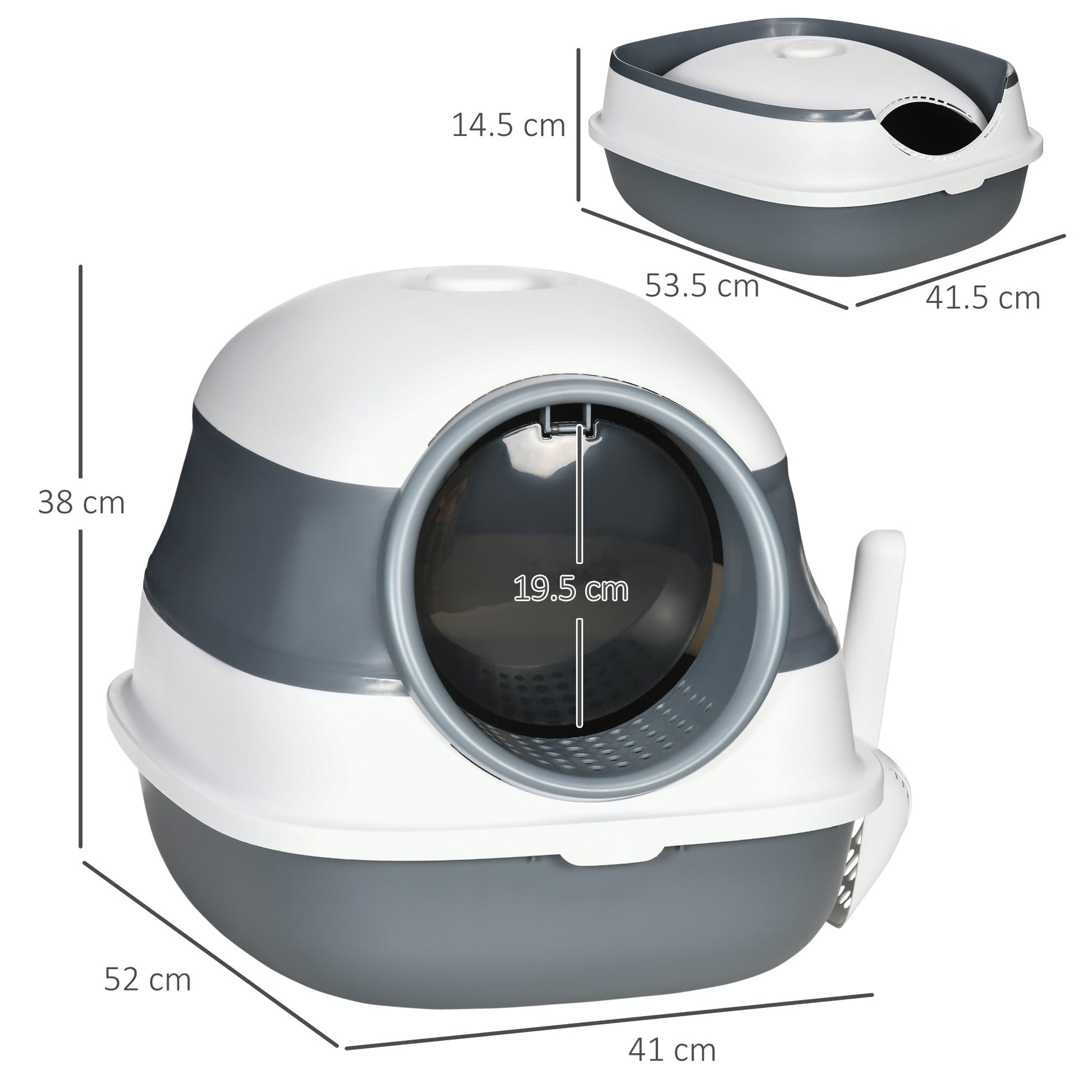 Cat Litter Tray with Lid, Hooded Cat Litter Box with High Sides, Deodorant, No Litter Spill, Large Two-way Entrance, Scoop Included-2