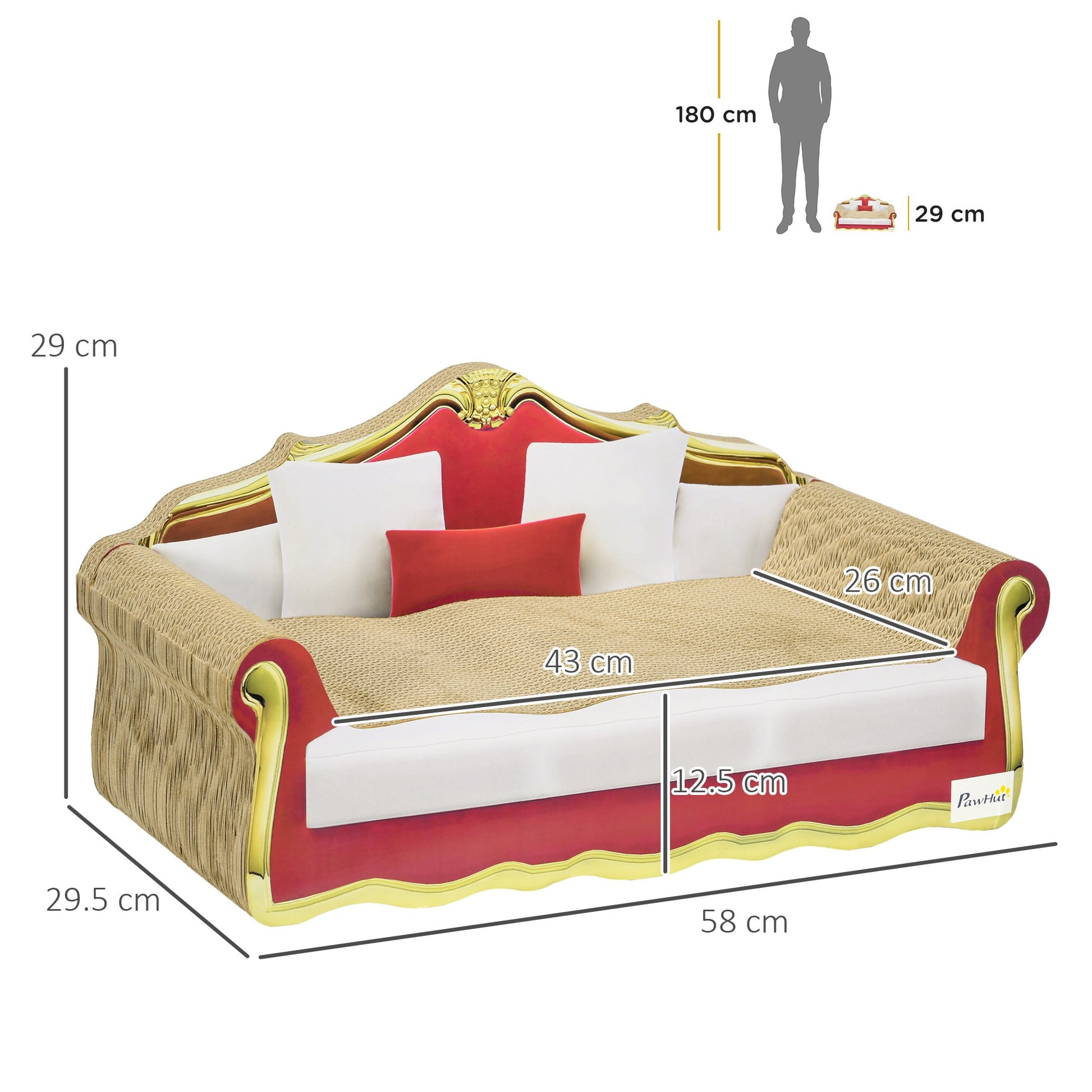 Cat Cardboard Scratcher, Lounge Sofa Bed with Catnip, 58 x 29.5 x 29cm-2