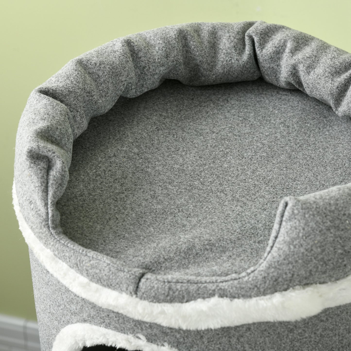 Barrel Shaped Cat Tree with Sisal Scratching Posts, Cat Bed, Platforms & Hanging Ball (Grey)-6