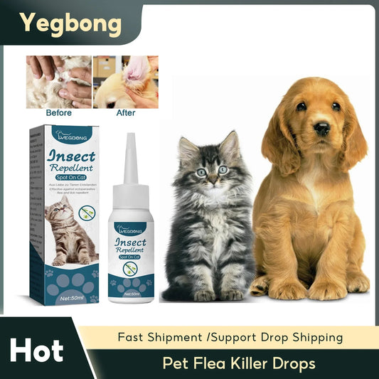 Pet Flea & Tick Killer Drops for Dogs and Cats