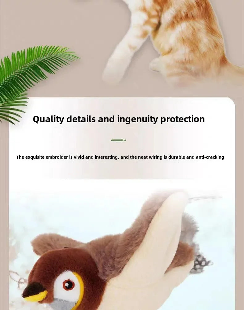 Interactive Plush Bird Cat Toy